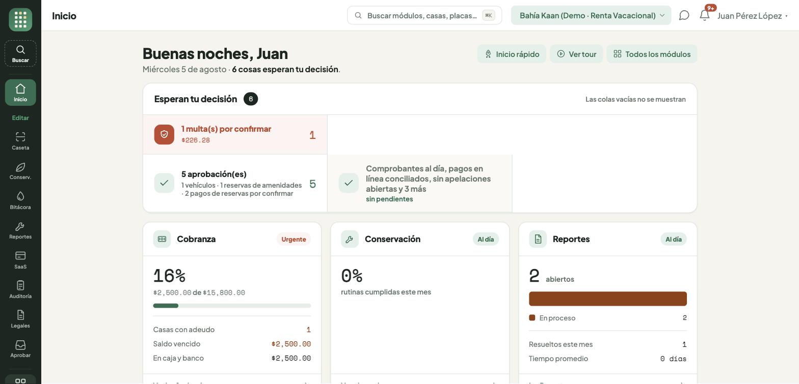 Centro de mando del administrador en HabiKaan
