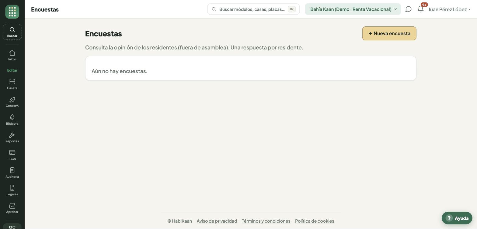 Encuestas del condominio con sus resultados