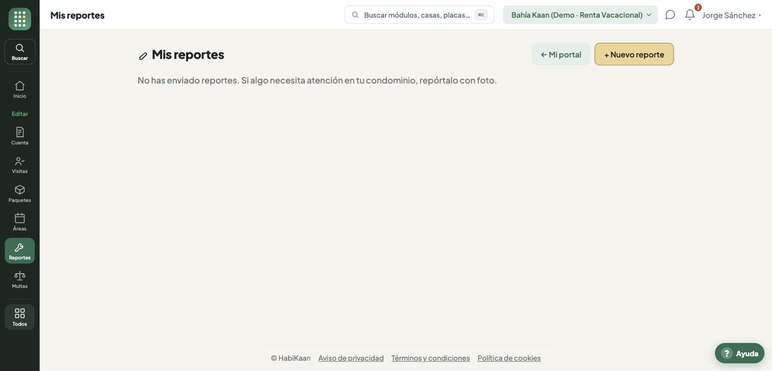 El residente reporta un desperfecto con foto y sigue su avance