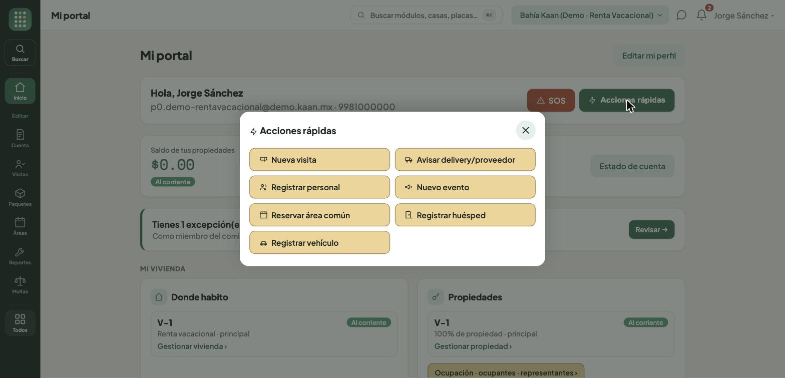 Acciones rápidas: todos los atajos de alta en un solo menú
