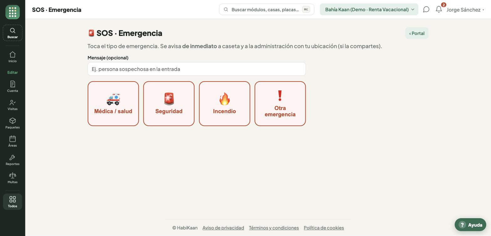 El botón SOS del residente